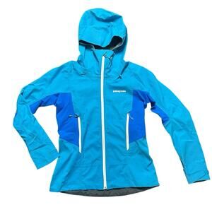 Patagonia Womens XS Hooded Softshell Jacket Blue Windproof Lightweight